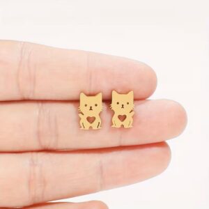 Heart Cat Ear Studs